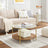 Round Coffee Table - 2-Tier Design - Tempered Glass - Hazelnut Brown and Gold