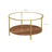 Round Coffee Table - 2-Tier Design - Tempered Glass - Hazelnut Brown and Gold
