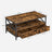 Coffee Table - Wood - Rustic Brown and Black - Open Shelf for Display and Accessibility