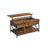 Lift-Top Coffee Table - Wood - Brown - Open and Hidden Storage with X-Shaped Bars