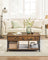 Lift-Top Table Coffee Table for Living Room - Steel and Wood - Rustic Brown