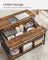 Lift-Top Coffee Table - Wood - Brown - Open and Hidden Storage with X-Shaped Bars