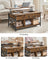 Lift-Top Coffee Table - Wood - Brown - Open and Hidden Storage with X-Shaped Bars