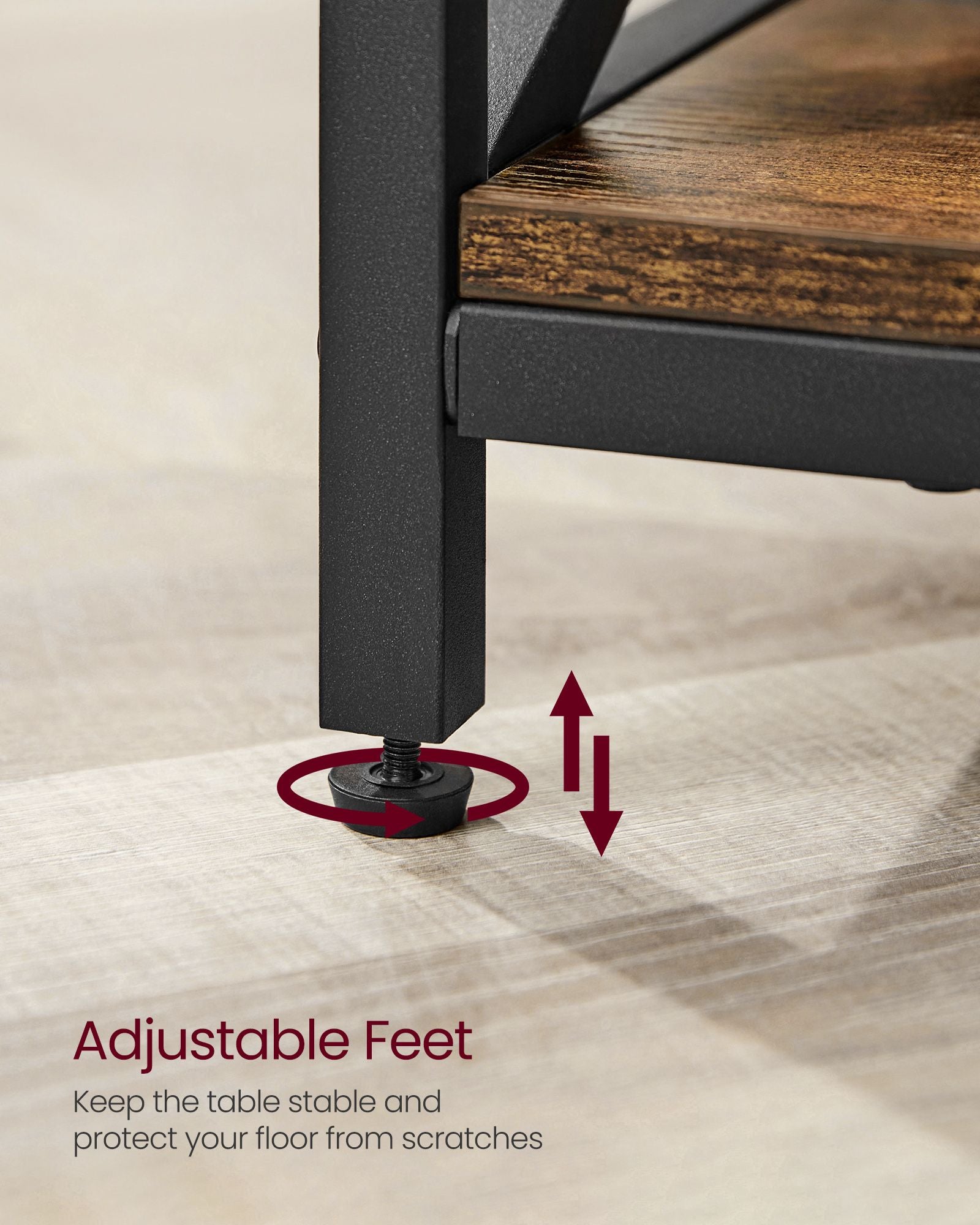 Lift-Top Table Coffee Table for Living Room - Steel and Wood - Rustic Brown