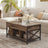 Lift-Top Coffee Table - Wood - White - Open and Hidden Storage with X-Shaped Bars
