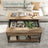 Lift-Top Coffee Table - Wood - White - Open and Hidden Storage with X-Shaped Bars