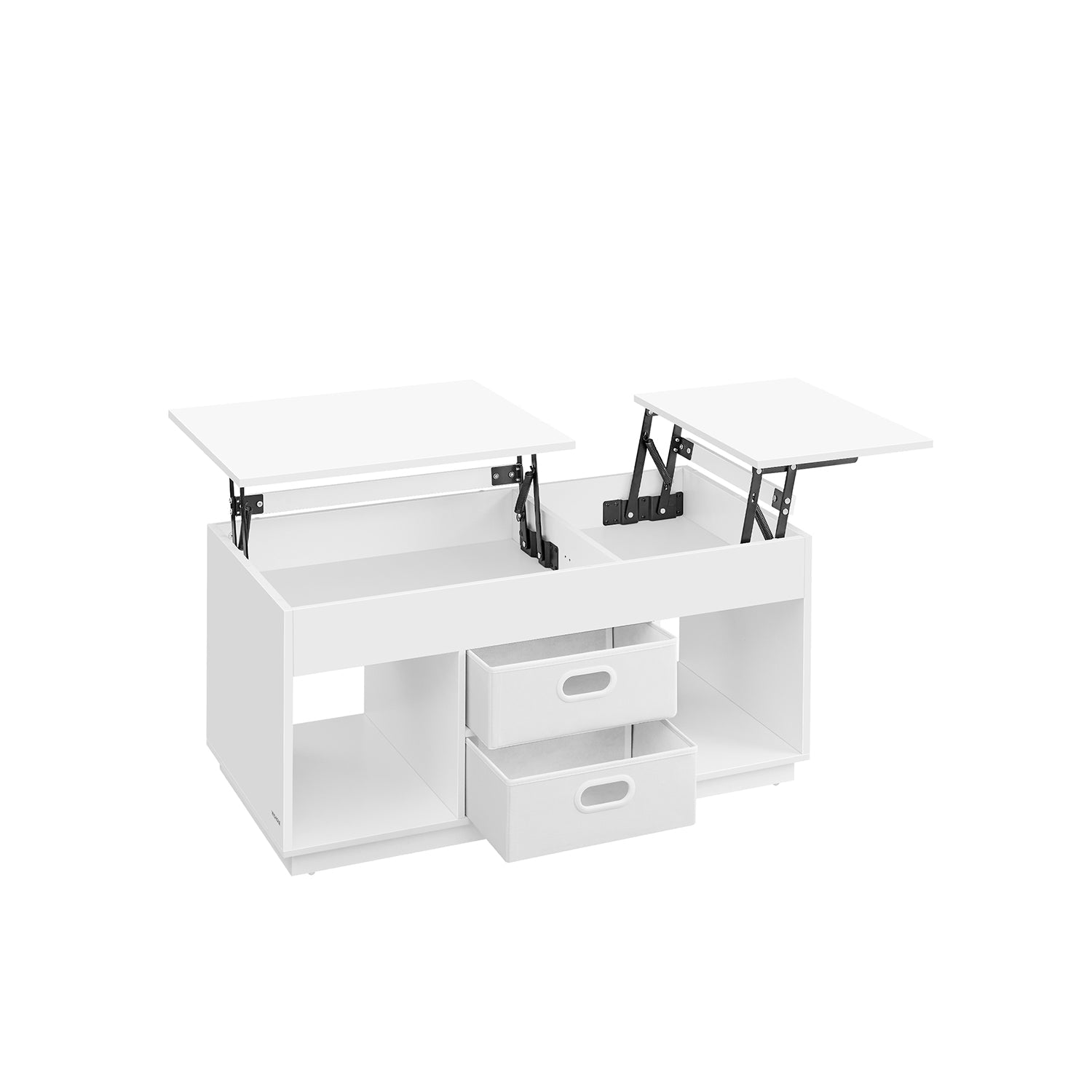 Lift Top Coffee Table - Wood - Snow White - With 2 Drawers and Hidden Compartments