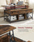 Lift-Top Coffee Table - Wood - Natural Finish - Open and Hidden Storage with X-Shaped Design