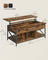 Lift-Top Coffee Table - Wood - Natural Finish - Open and Hidden Storage with X-Shaped Design