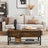 Coffee Table - Steel - Rustic Brown and Black - Folding Top with Hidden Storage and Mesh Shelf