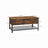 Coffee Table - Steel - Rustic Brown and Black - Folding Top with Hidden Storage and Mesh Shelf