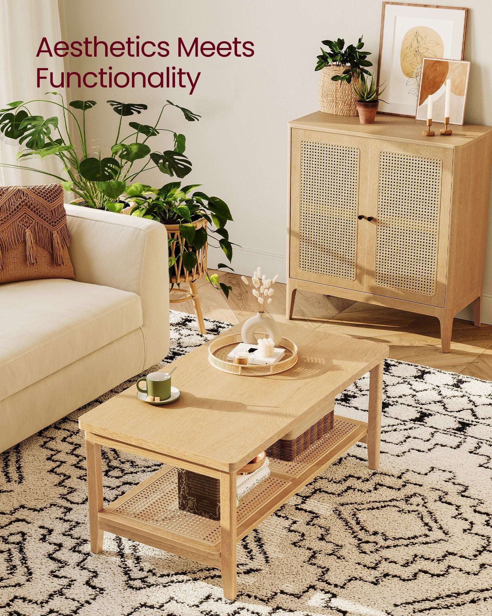 2-Tier Coffee Table - Oak - Beige