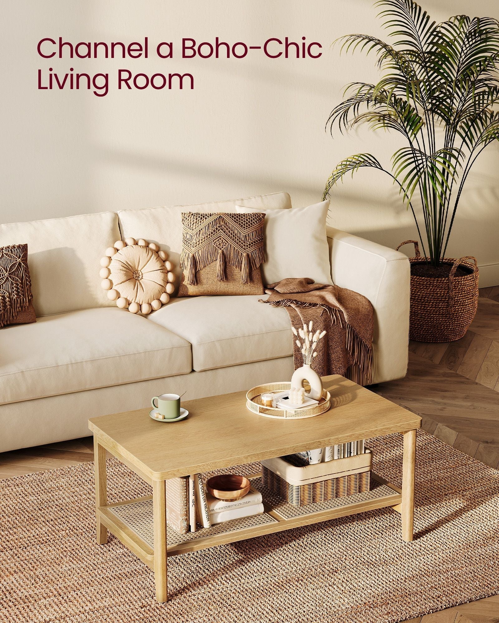 2-Tier Coffee Table - Oak - Beige
