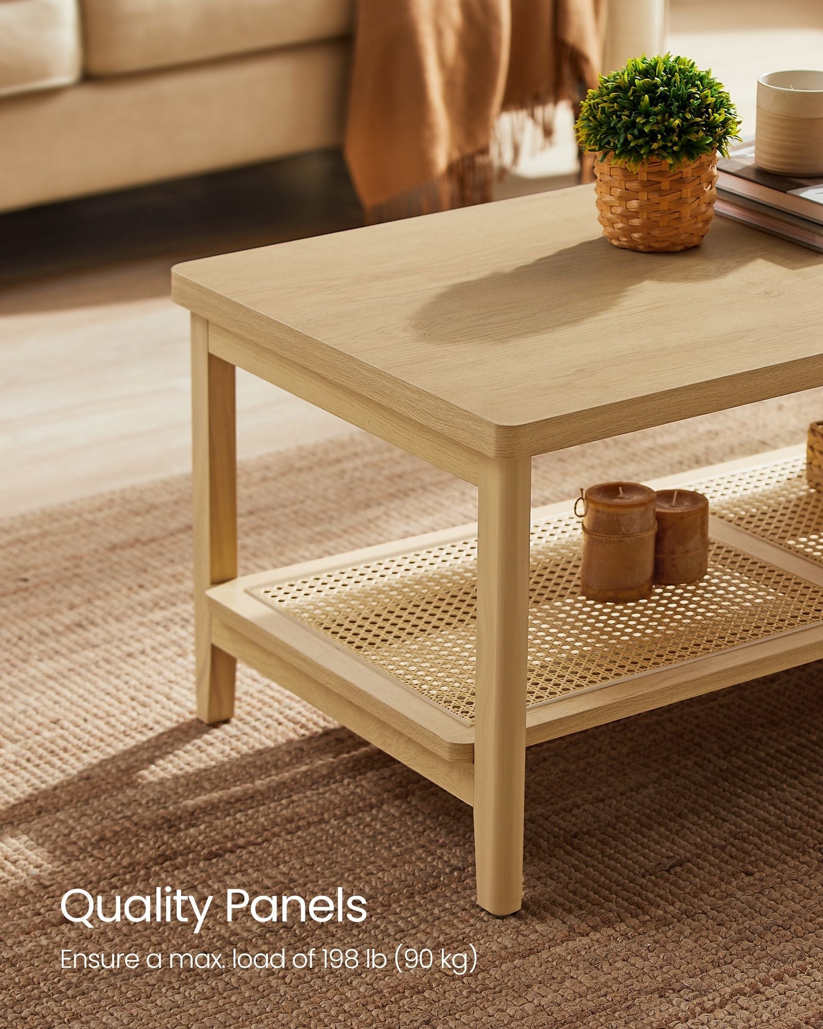 2-Tier Coffee Table - Oak - Beige