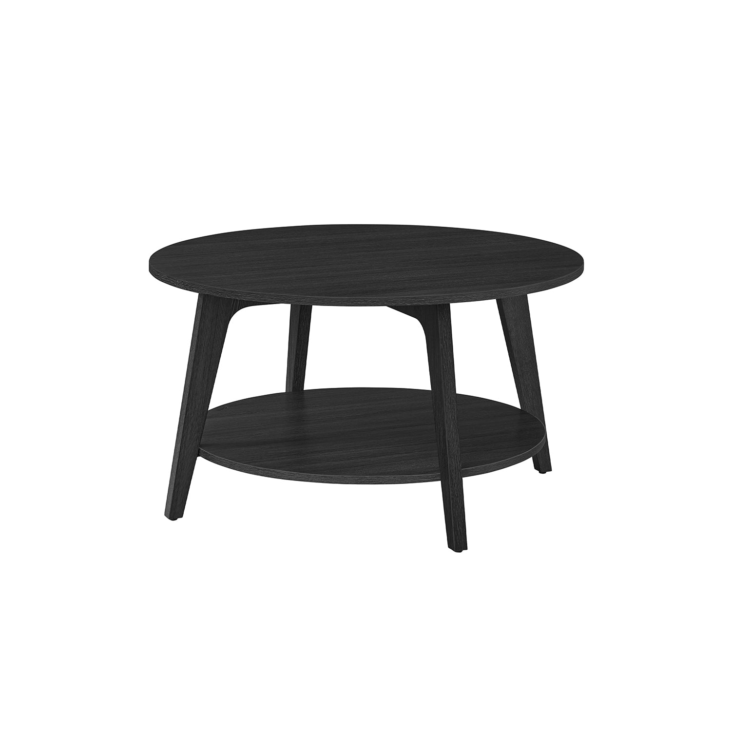 2-Tier Round Coffee Table - Engineered Wood - Charcoal Grey
