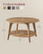 2-Tier Round Coffee Table - Wood and MDF - Honey Brown - with Storage