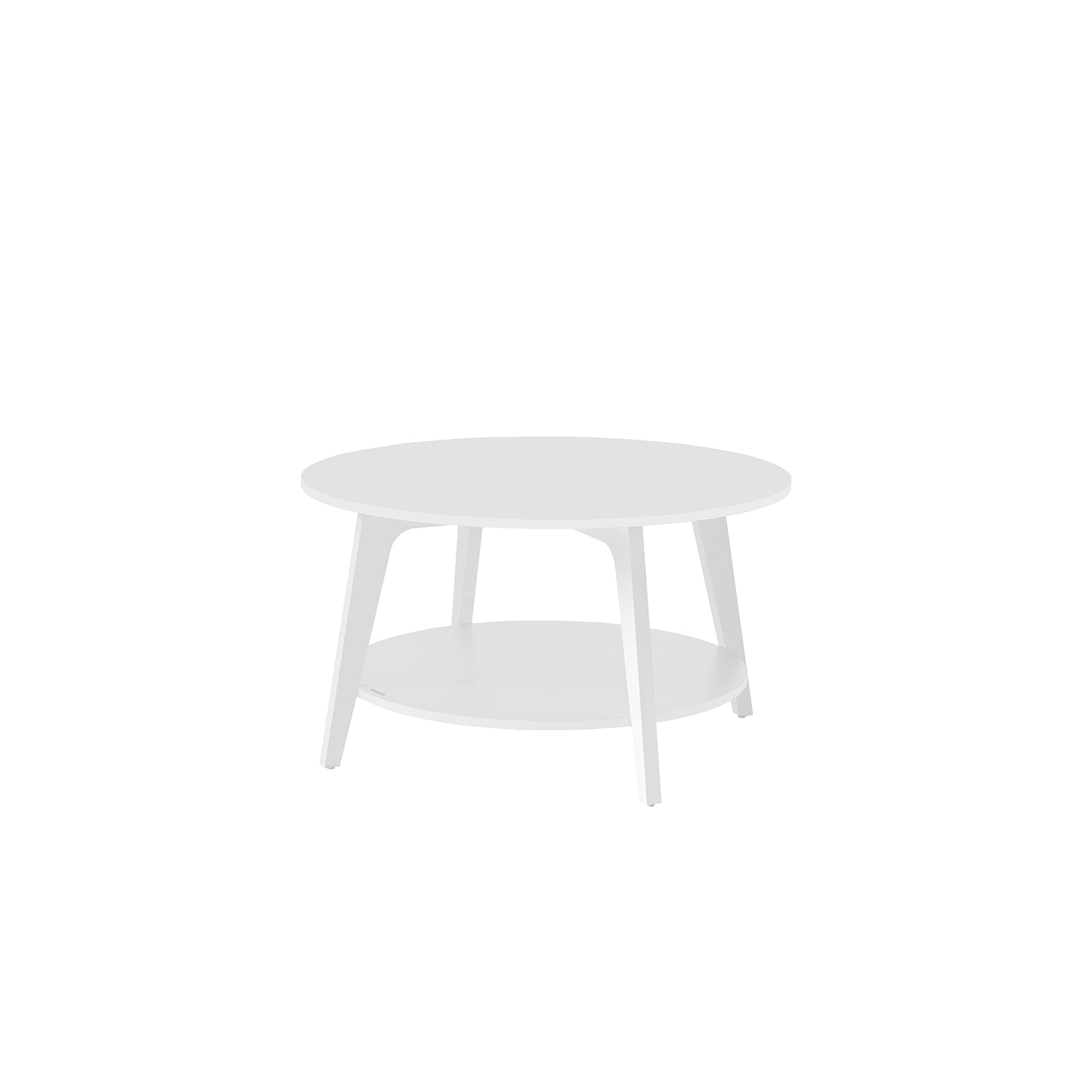 Round Coffee Table - Wood - Snow White - 2-Tier Design with Storage
