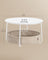 Round Coffee Table - Metal - Matte White - With Storage Basket