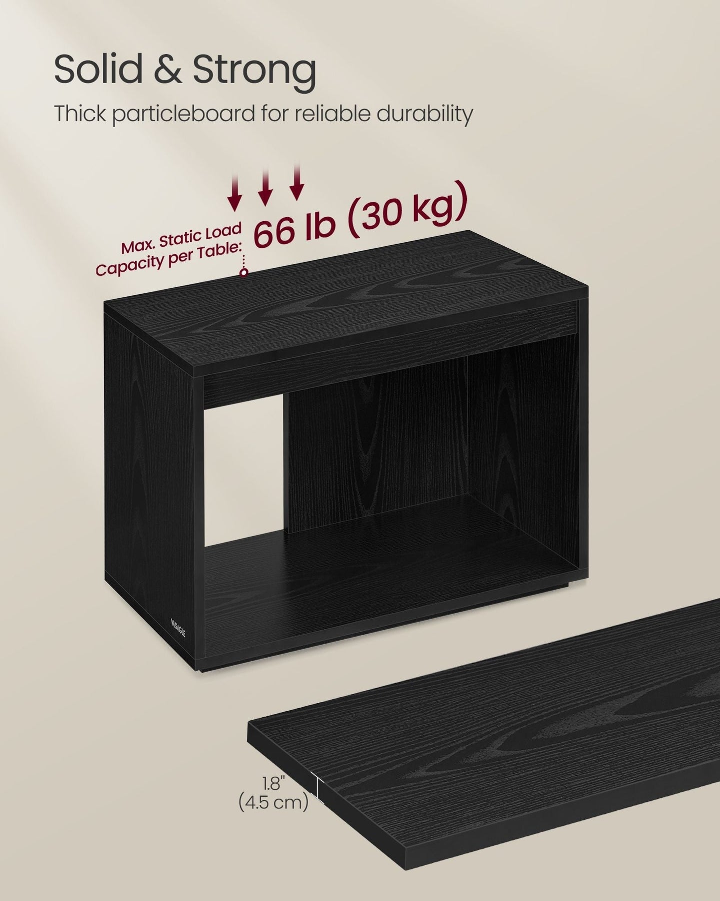 Coffee Table Set - Ebony Black - Wooden