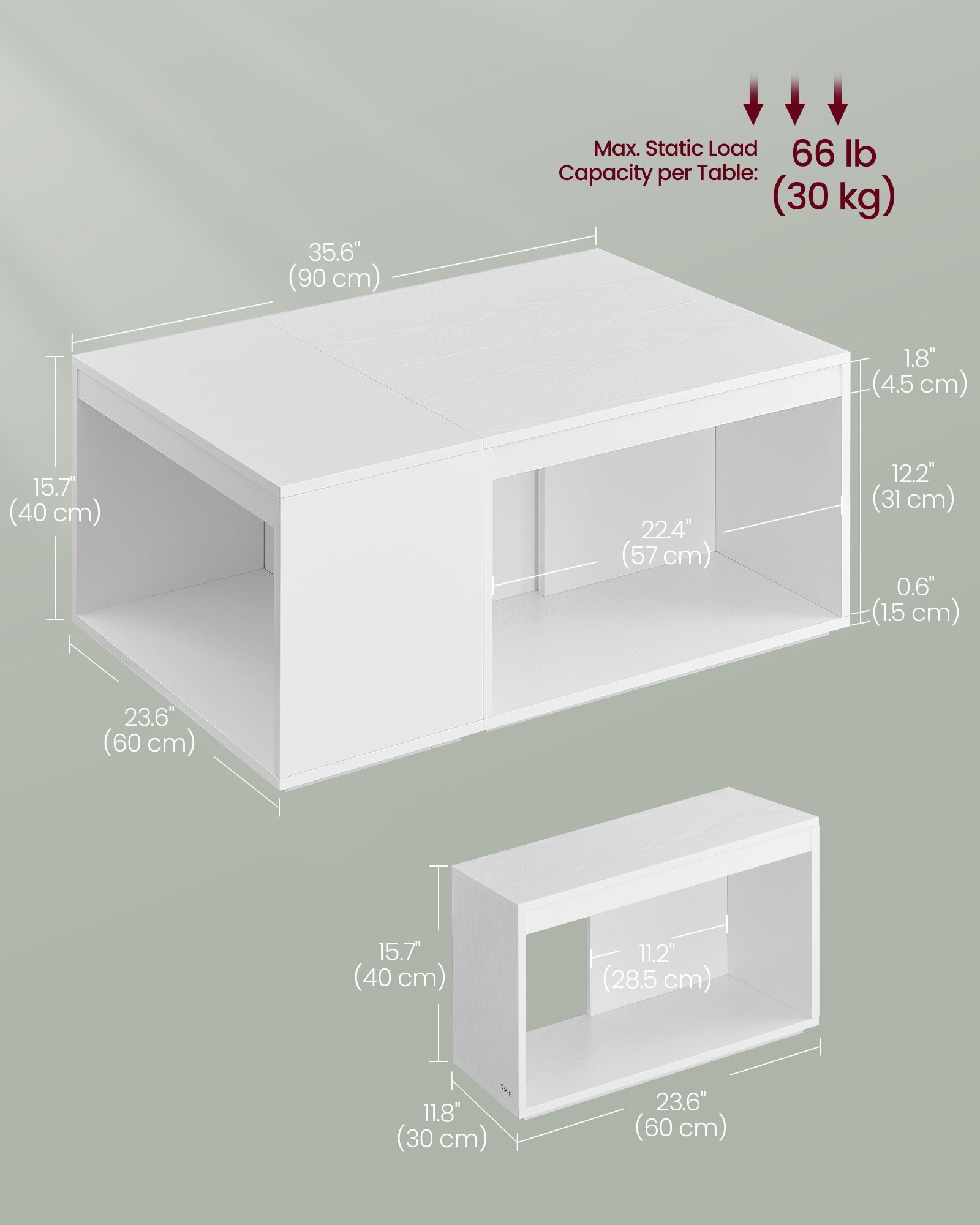 Customisable Coffee Table Set - Wood - Snow White