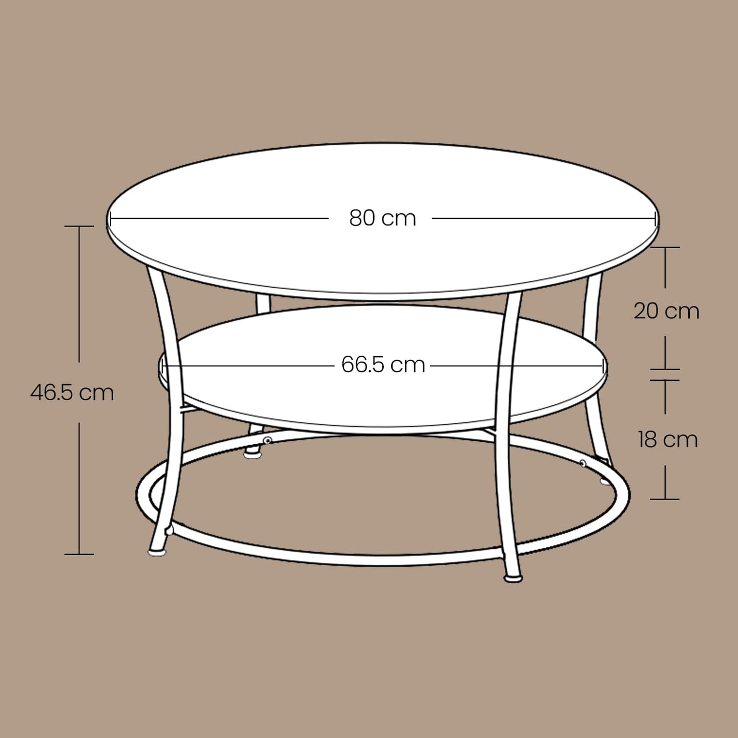 Round Coffee Table - Metal - Rustic Brown