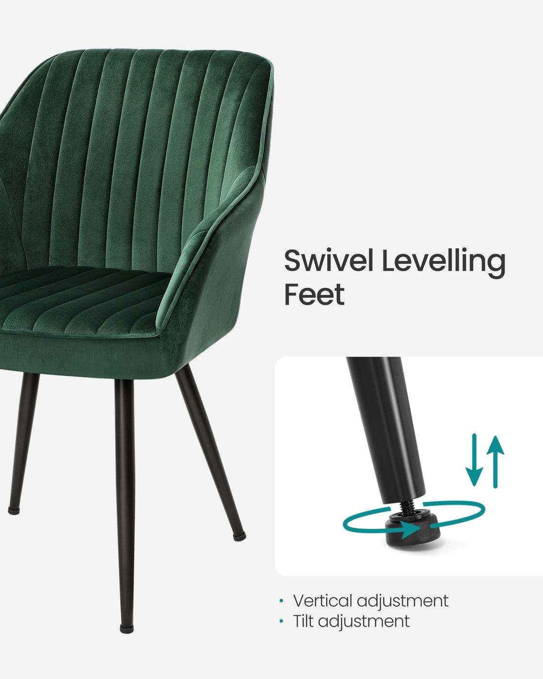 Dining Chair - Velvet - Grey - Upholstered with Armrests