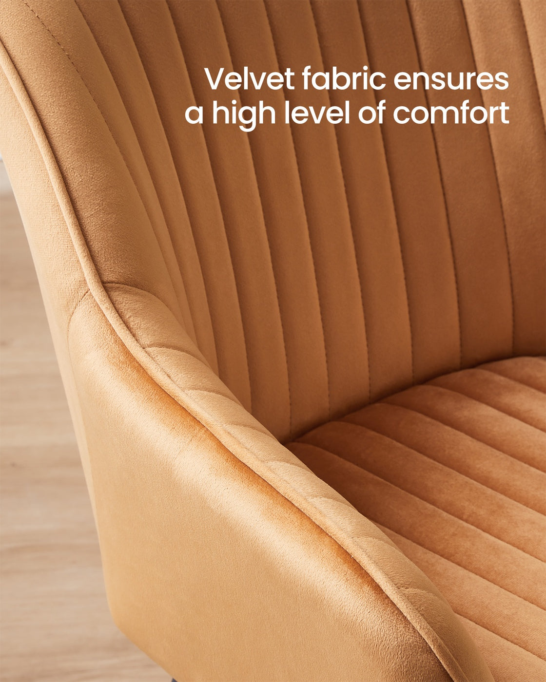 Dining Chair - Velvet - Caramel Brown - Upholstered with Armrests