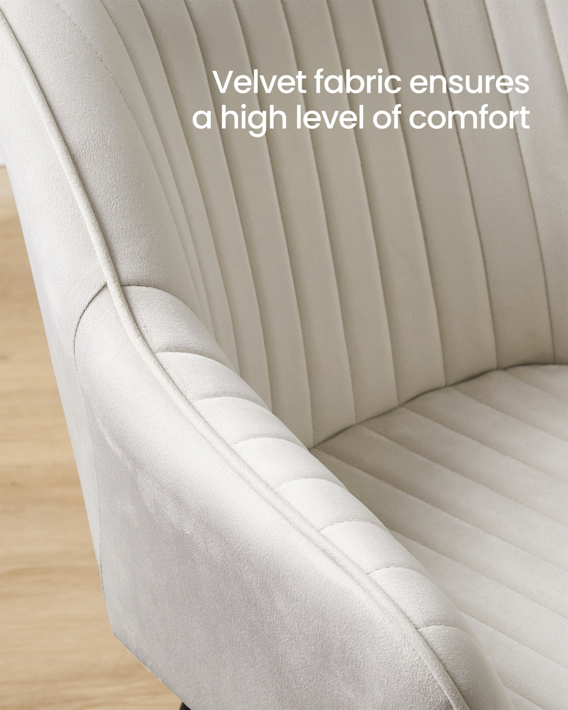 Dining Chair - Velvet - Grey - Upholstered with Armrests and Metal Legs