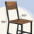 Set of 2 Rustic Brown and Black Kitchen Chairs - Steel Frame - Stylish Back Design