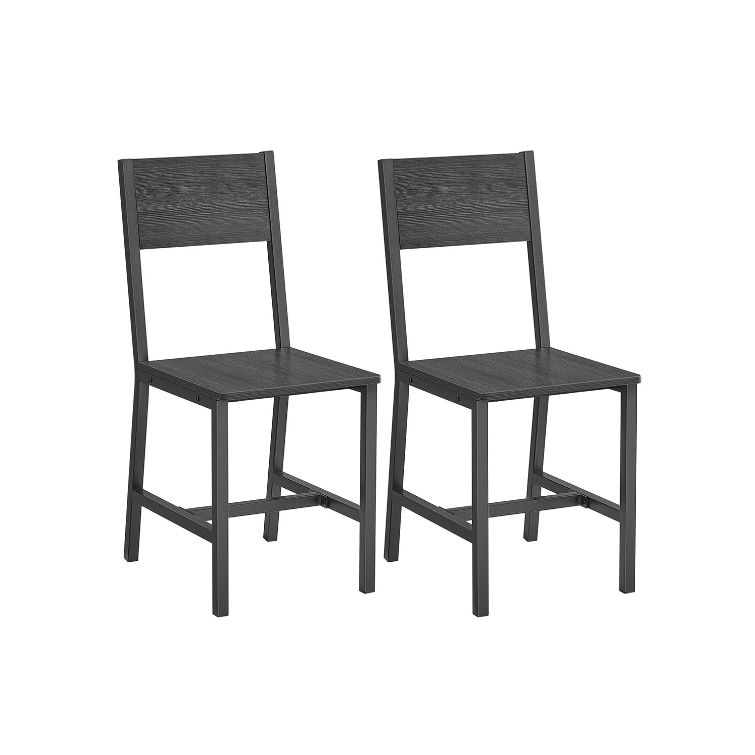 Set of 2 Dining Chairs - Steel Frame - Charcoal Grey