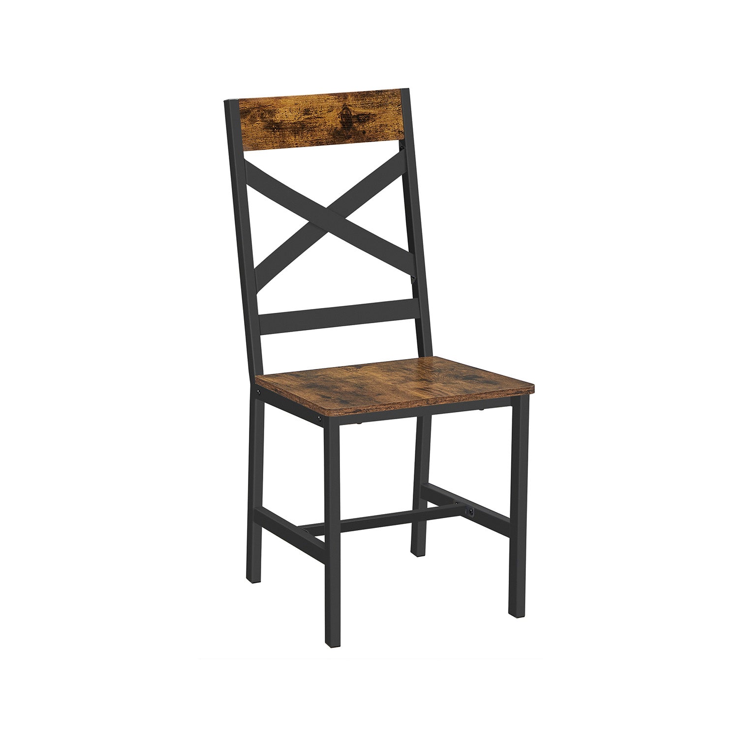 Industrial Dining Chairs - Steel Frame - Rustic Brown & Black - Ergonomic Design