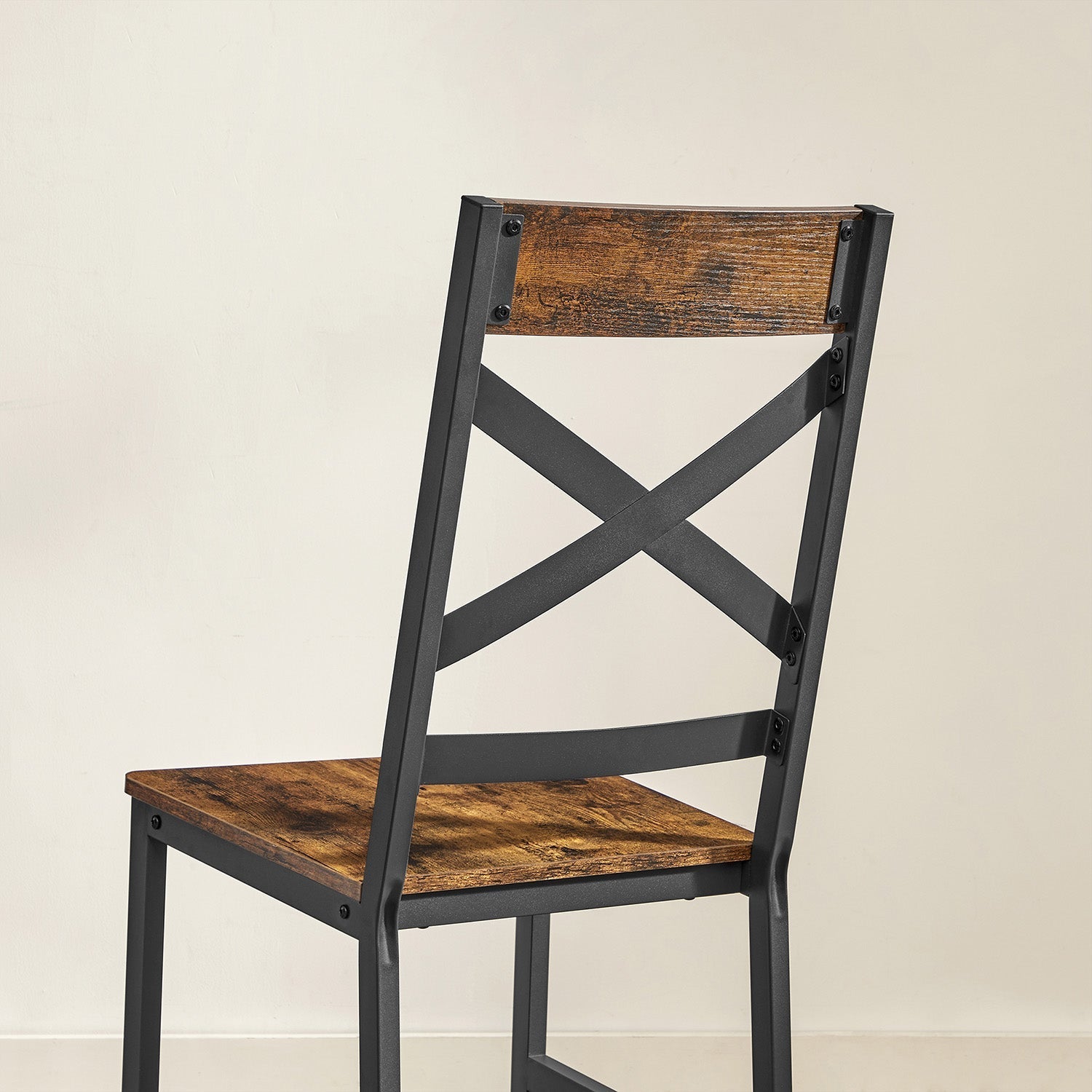 Industrial Dining Chairs - Steel Frame - Rustic Brown & Black - Ergonomic Design