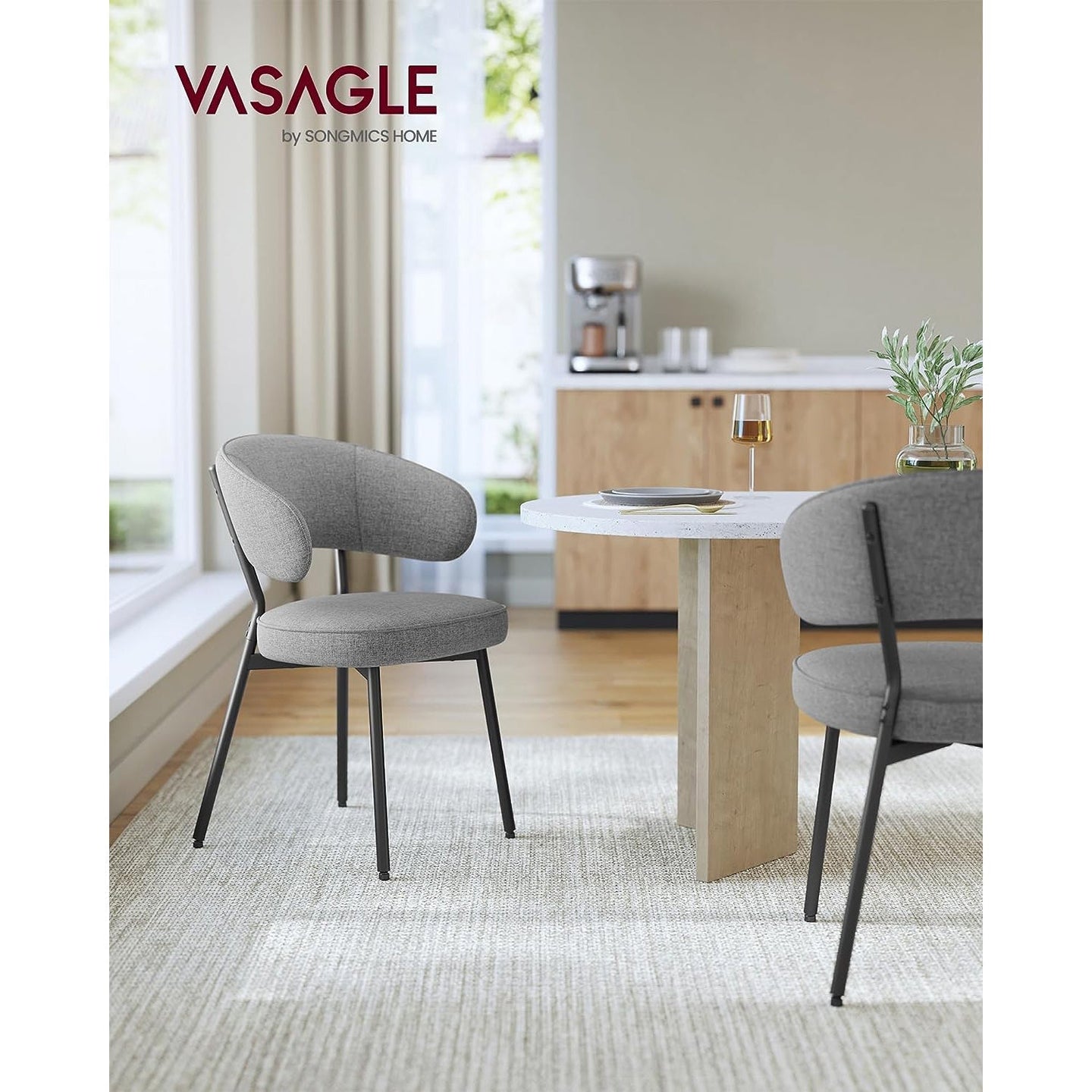 Upholstered Dining Chair - Fabric - Dark Grey