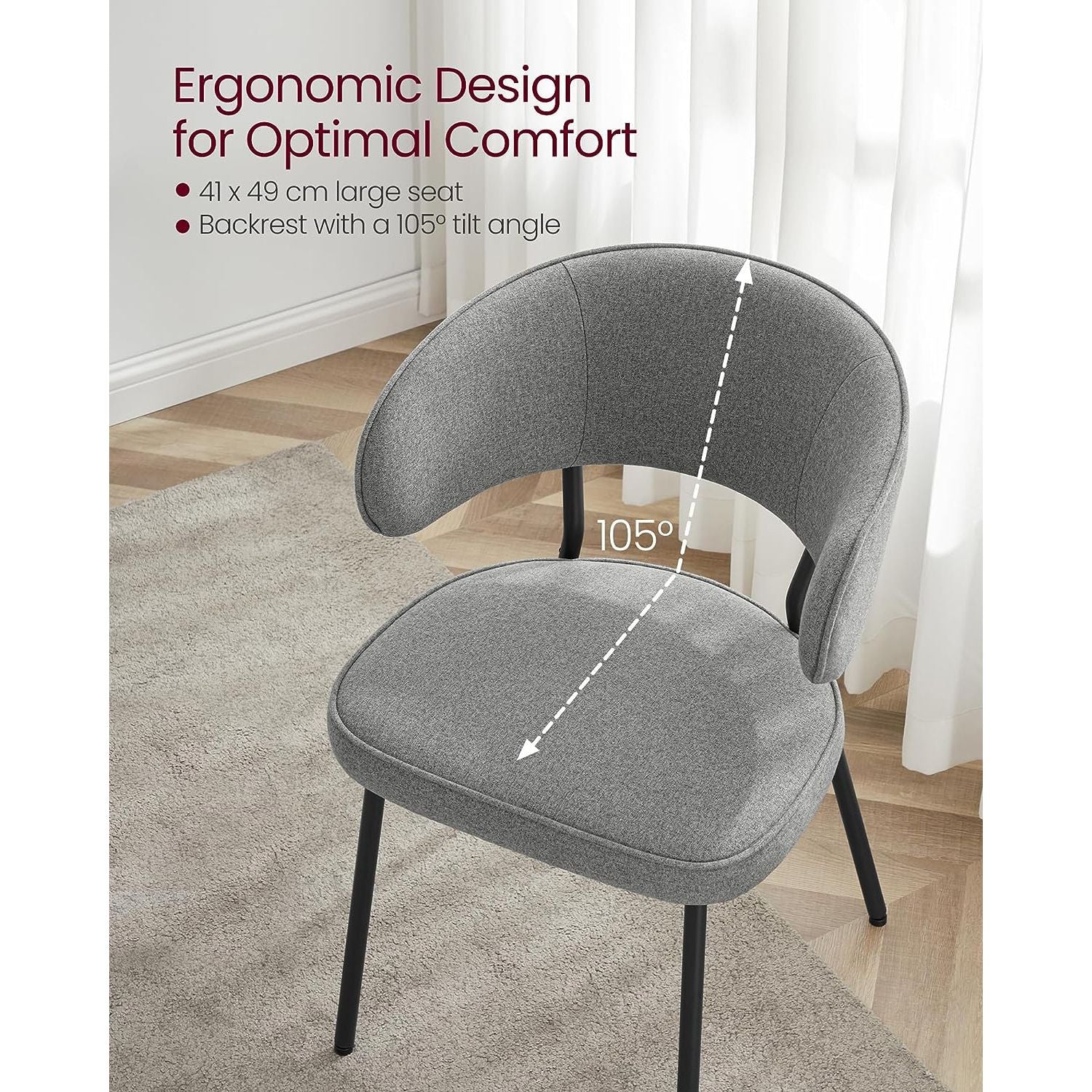 Upholstered Dining Chair - Fabric - Dark Grey