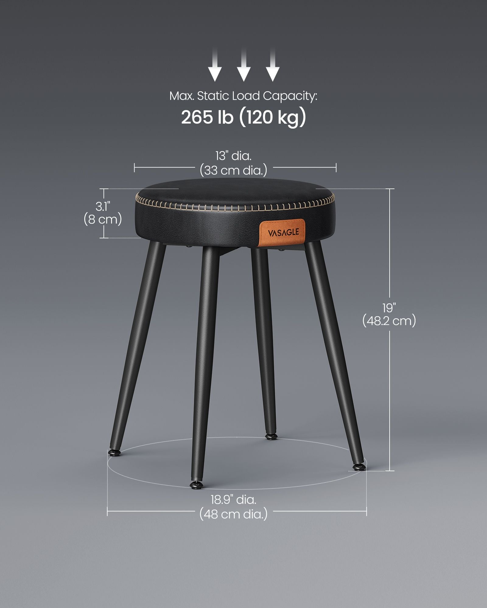 Dining Chair - Synthetic Leather - Ink Black