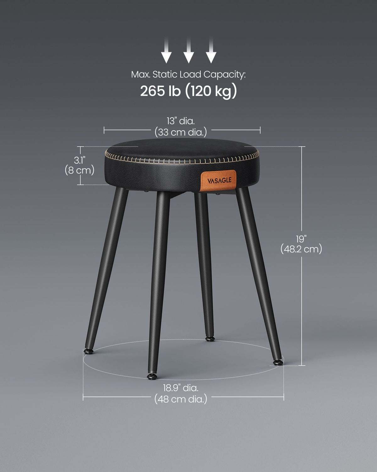Dining Chair - Synthetic Leather - Ink Black