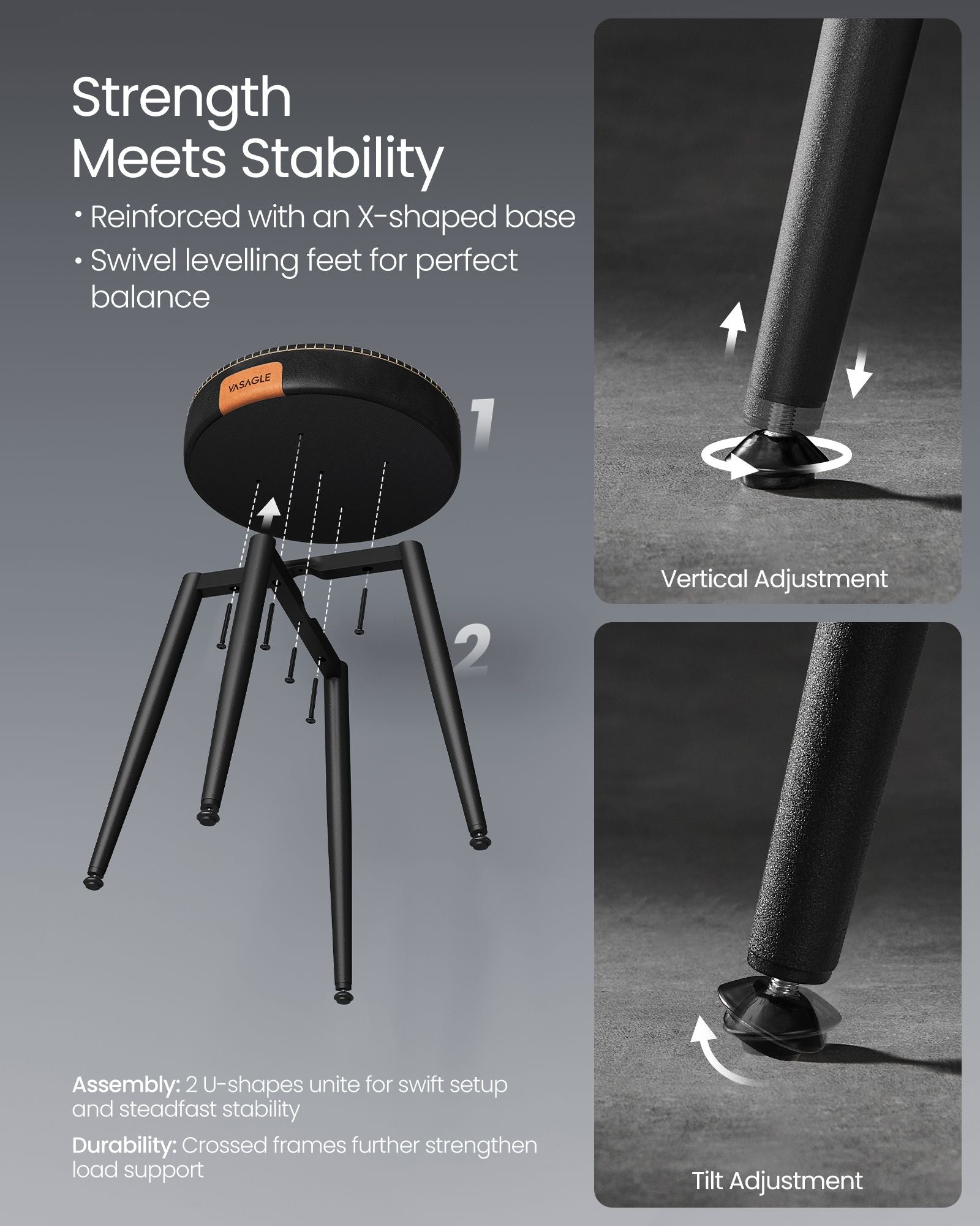 Dining Chair - Synthetic Leather - Ink Black