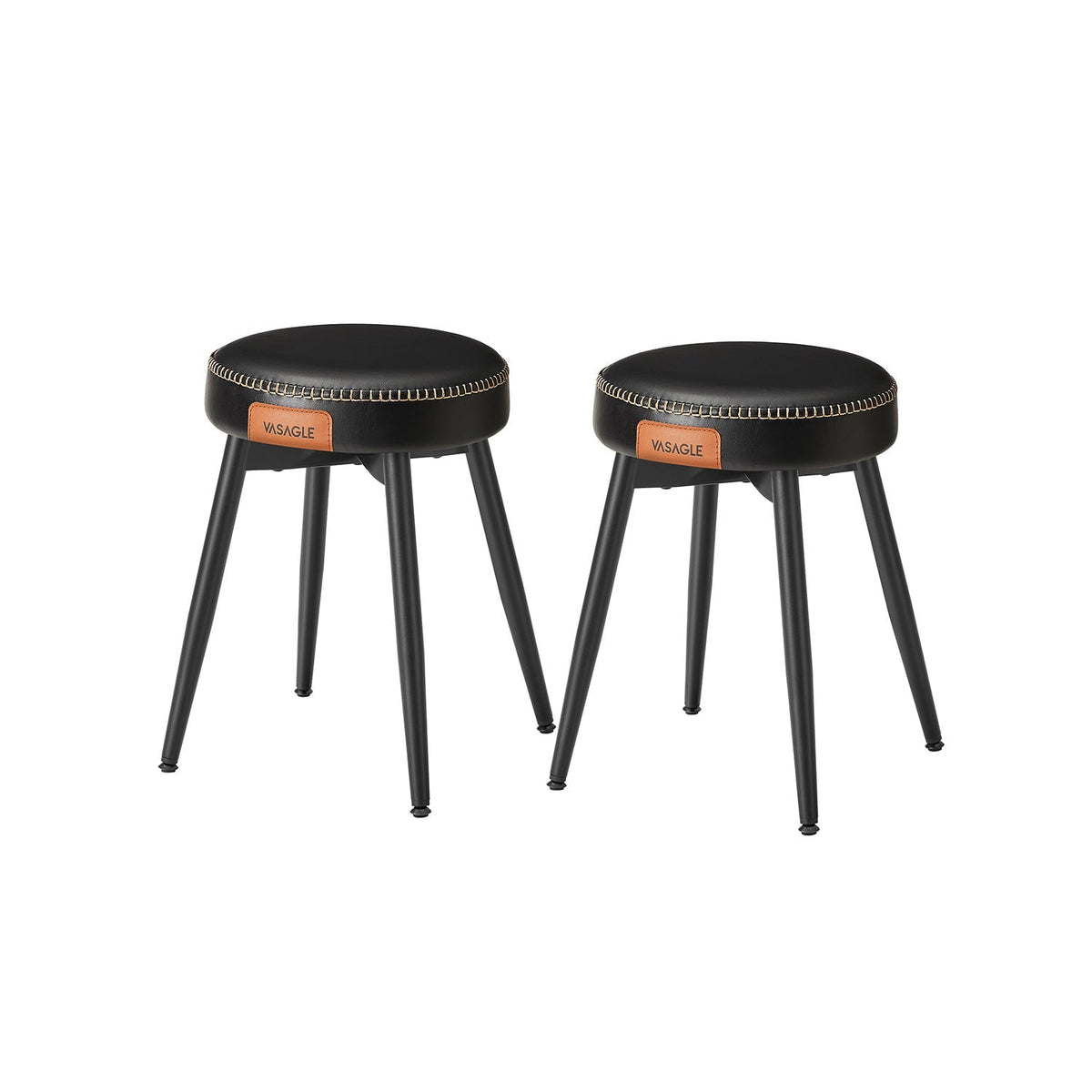 Dining Chairs Set of 2 - Synthetic Leather - Ink Black
