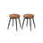 Dining Chairs Set of 2 - Synthetic Leather - Caramel Brown - Mid-Century Modern Upholstered Design