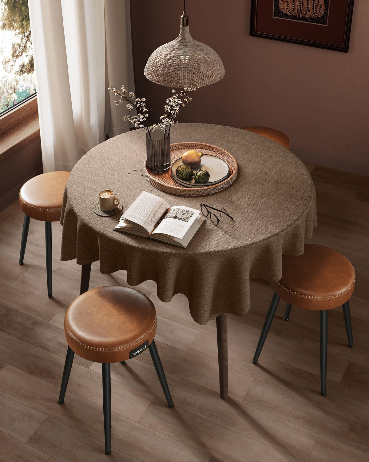 Dining Chair - Synthetic Leather - Caramel Brown