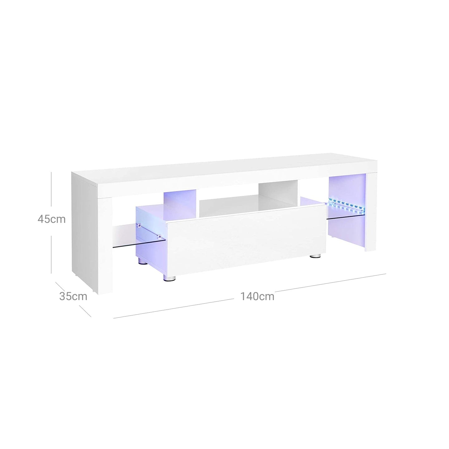 TV Stand - MDF - Glossy White - LED Lighting