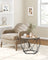 Round Coffee Table Set of 2 Grey-Beige and Black - Wood and Steel Frame - Greige