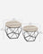 Round Coffee Table Set of 2 Grey-Beige and Black - Wood and Steel Frame - Greige