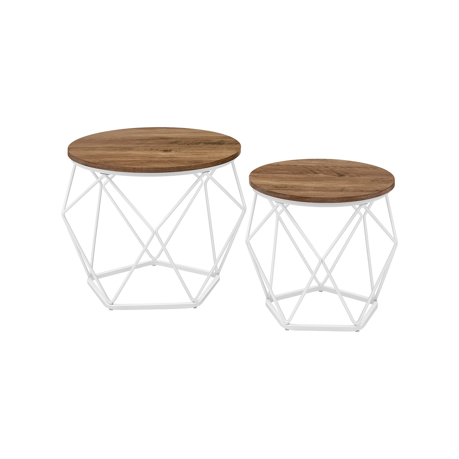 Set of 2 Round Coffee Tables - Steel - Honey Brown - Robust Design