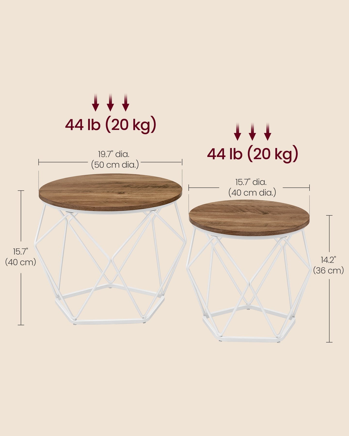 Round Coffee Table Set - Steel - Modern