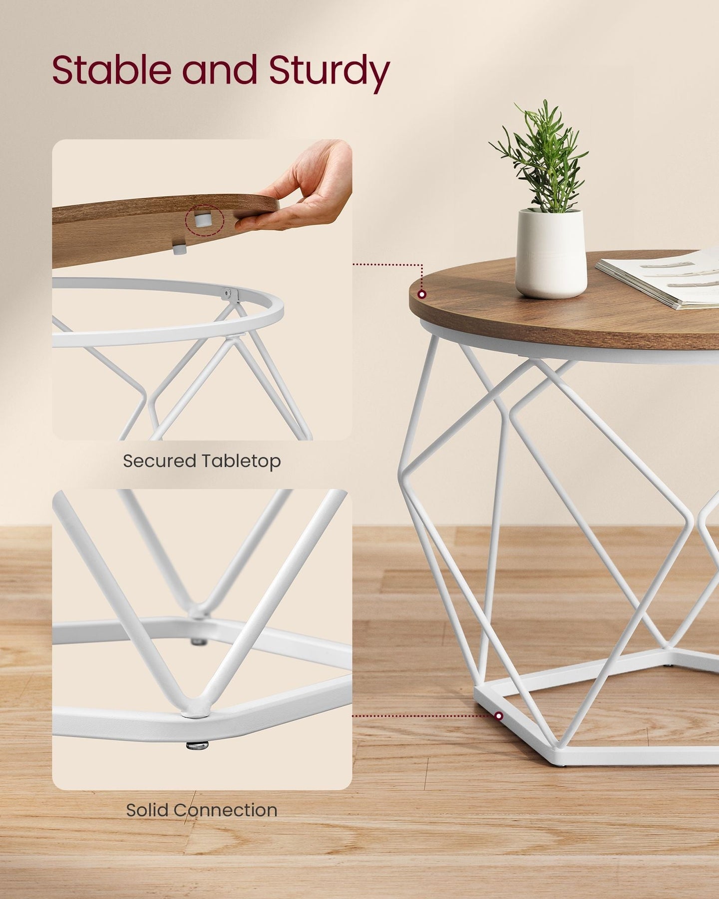 Round Coffee Table Set - Steel - Modern