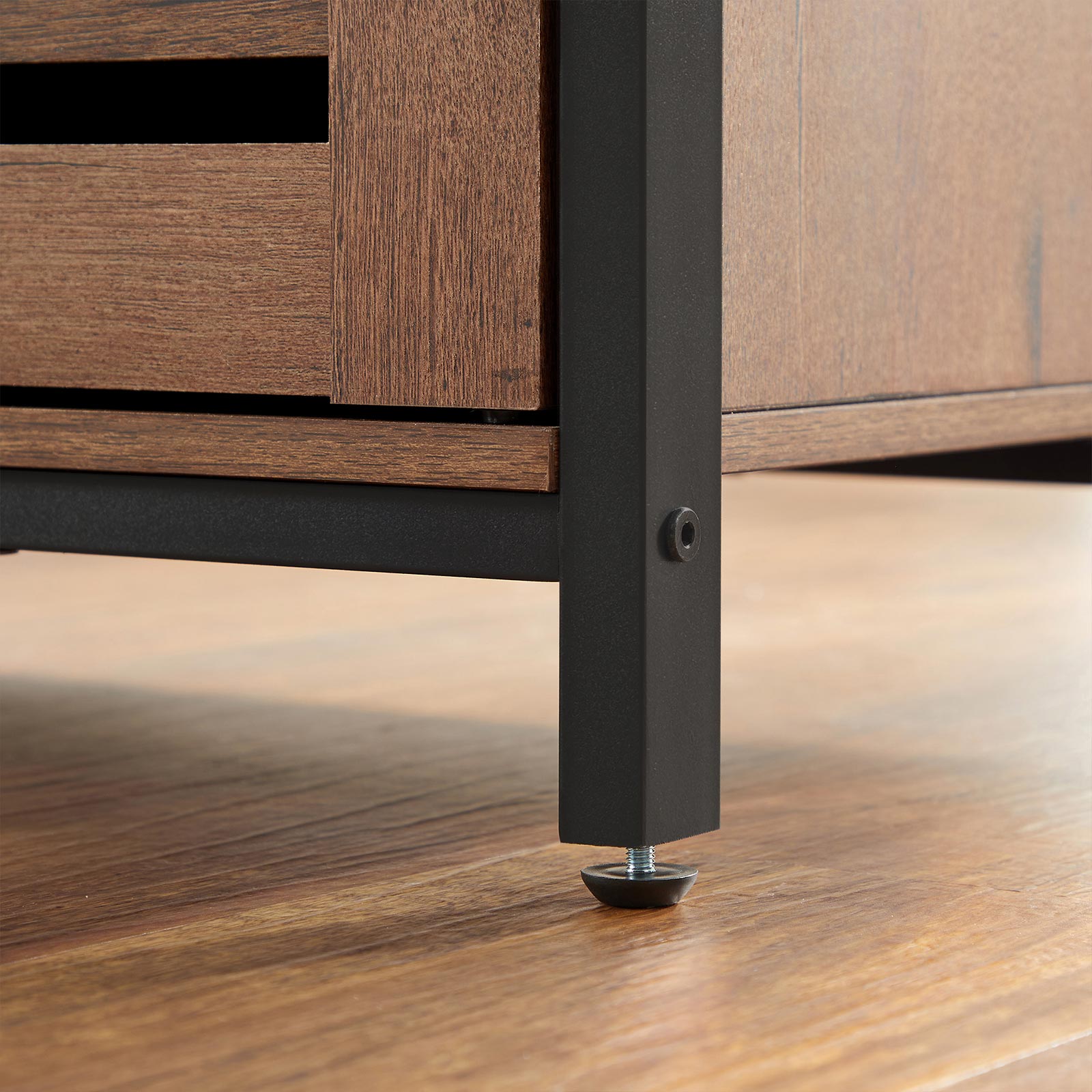 Nightstand - Steel - Hazelnut Brown and Black - 2 Adjustable Shelves