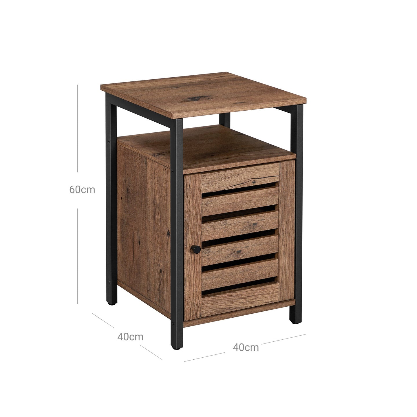 Nightstand - Steel - Hazelnut Brown and Black - 2 Adjustable Shelves