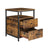 Nightstand - Wood - Rustic Brown and Black - Open Shelf and 2 Drawers