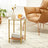 Round Side Table - Two-Tier Design - Tempered Glass - Hazelnut Brown and Gold